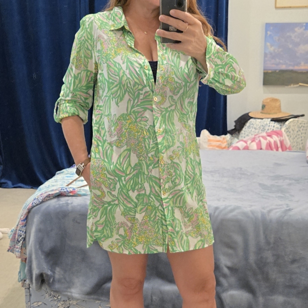 Lilly Pulitzer Green and White Floral Dress